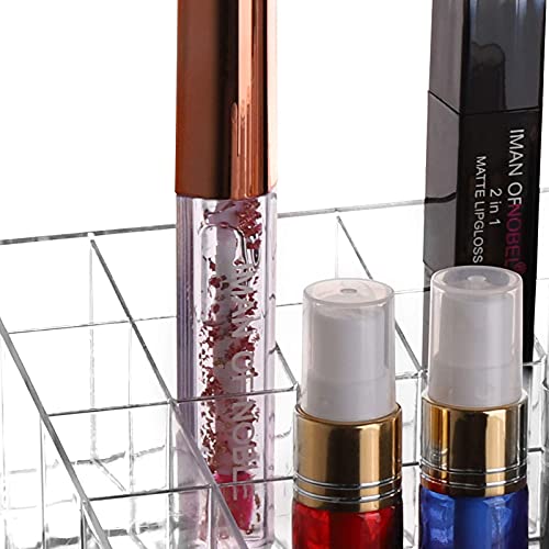 40 Slots Lipstick Organizer - Clear Acrylic Makeup Storage Case with Lip Gloss & Lipstick Holders