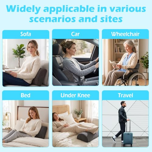Memory Foam Lumbar Support Pillow for Office & Travel Use - Gray