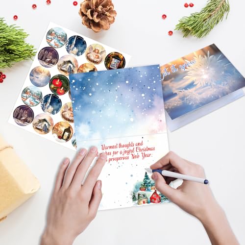 Religious Christmas Bible Verse Cards 24 Pack with Envelopes & Stickers