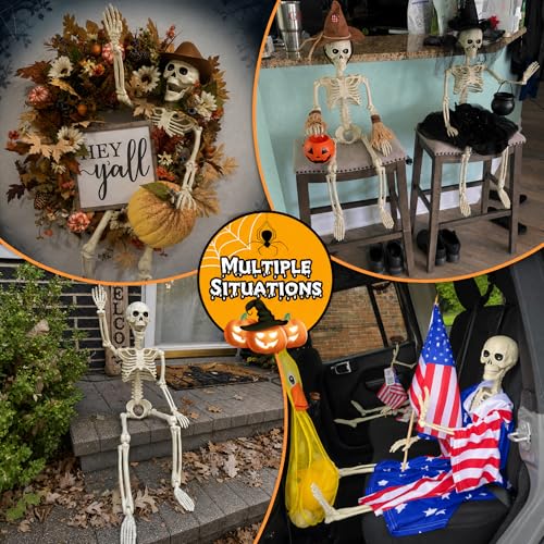 40" Posable Halloween Skeletons 2-Pack - Life-Size Posable Full Body Props for Outdoor Yard and Haunted House Decor