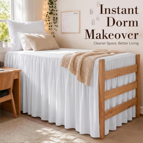 Twin XL Split Corner Bed Skirt - 36 Inch Drop for College Dorm Beds
