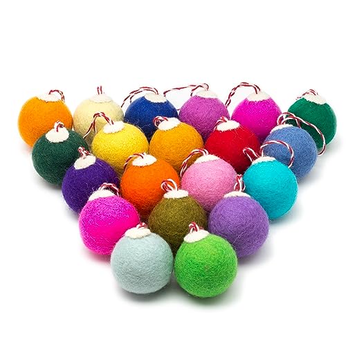 Rainbow Felt Christmas Ornaments Set of 20 - Wool Tree Decorations & Garland Fillers