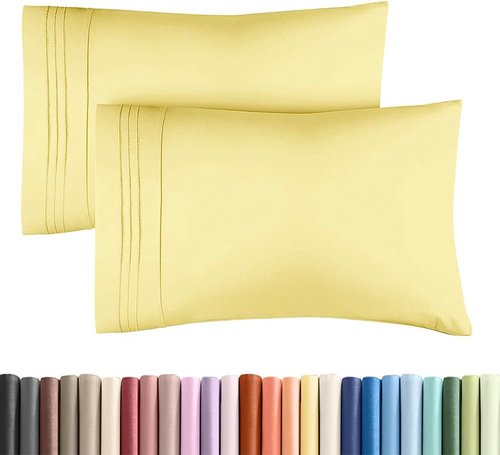 King Standard Pillow Cases by King - Ultra-Soft Hotel Quality | Fade-Free & Wrinkle Resistant - 2 Piece Set in Yellow