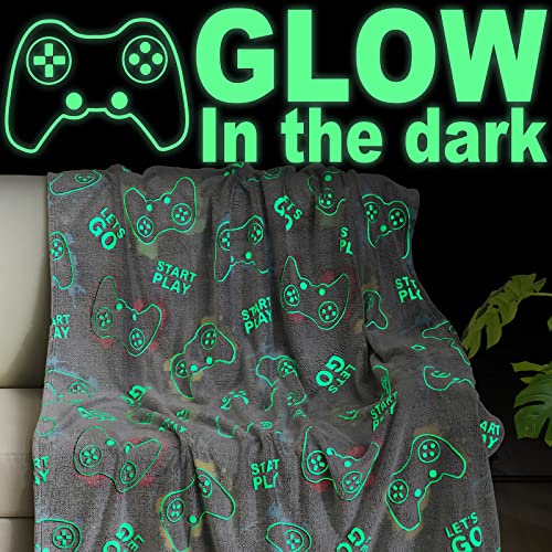 Jekeno Glow in the Dark Gaming Throw Blanket - Soft Controller Plush (50"x60")