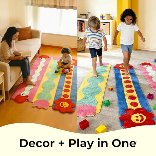 3-Piece Modular Play Rug Set, Washable Interactive Stepping Path Runner