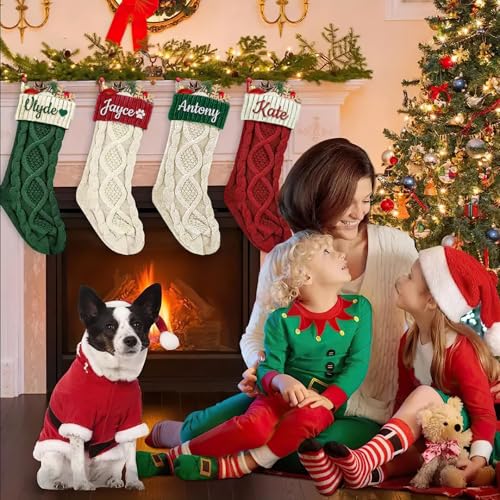 Personalized Christmas Stockings with Leather Nameplate - 18-Inch Knit