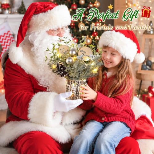 Silvery 12-Inch Tabletop Christmas Tree with Lights - Mini Holiday Decor