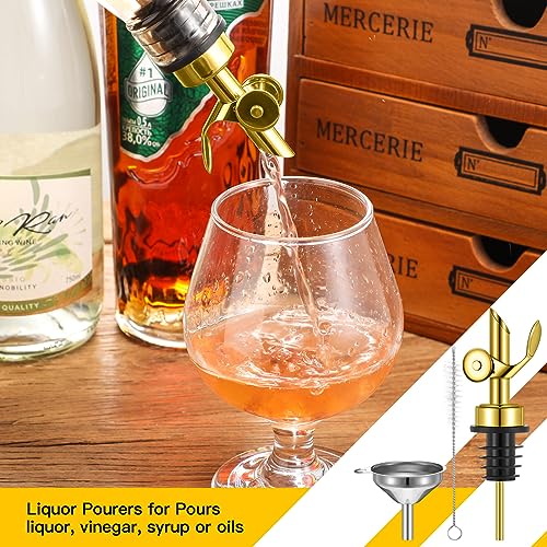 Tioncy 4 Pcs Gold Olive Oil Dispenser Spouts with Funnel & Brush Kitchen Set