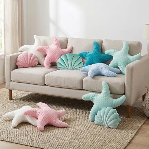 Starfish Decorative Throw Pillow, 20-Inch Plush Coastal Beach Pillow