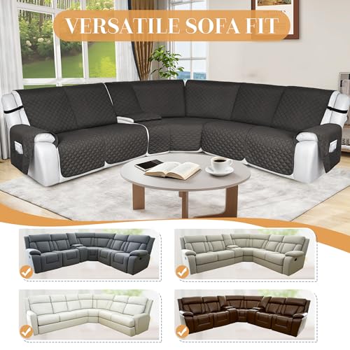 Waterproof Quilted Reclining Sectional Couch Cover - XL 5 Seat