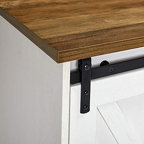 59-Inch Farmhouse Fireplace TV Stand with Sliding Barn Doors for 65-Inch TVs