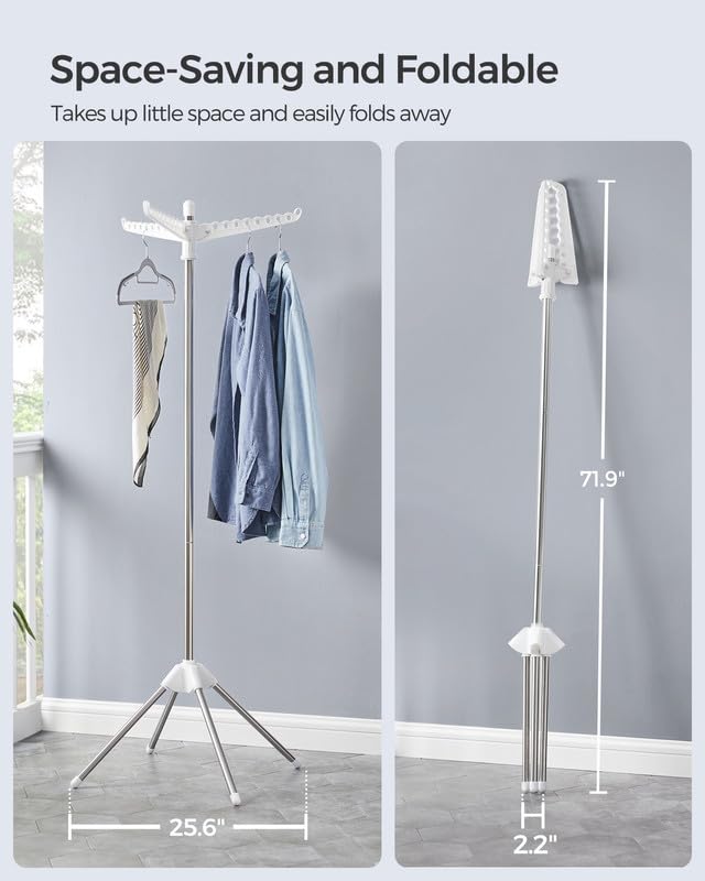 Foldable Stainless Steel Clothes Drying Rack with 3 Rotatable Arms
