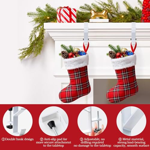2-in-1 Fireplace Stocking and Garland Hanger for Mantel, White (3 Pack)