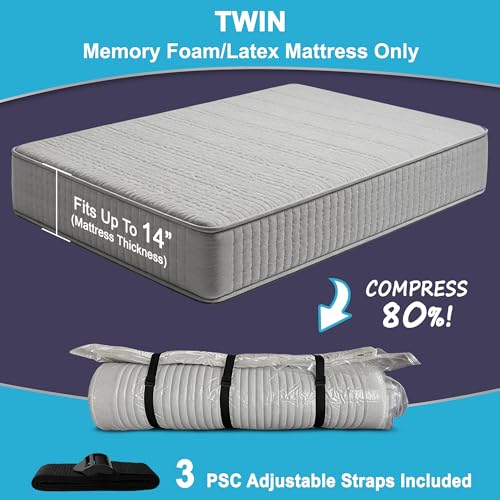 Twin/Twin XL Vacuum Mattress Packing Bag with Straps