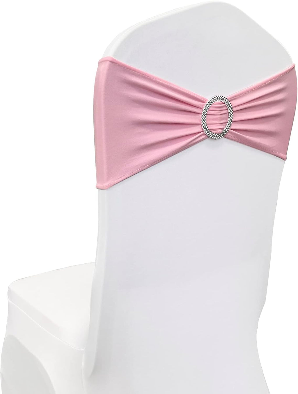 Skiennix Spandex Chair Sashes - 50PCS Stretch Ties with Buckle Slider for Wedding & Party Decor | Pink