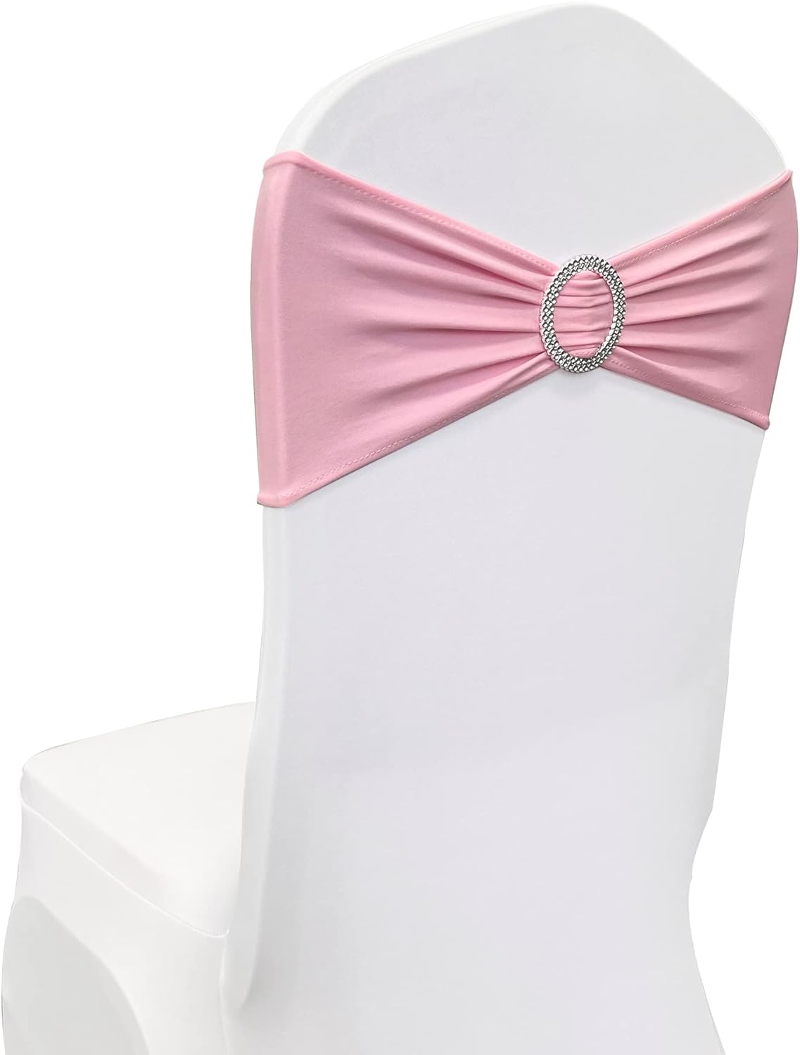 Skiennix Spandex Chair Sashes - 50PCS Stretch Ties with Buckle Slider for Wedding & Party Decor | Pink