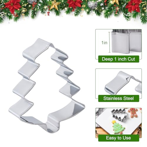 Husfunov 6pcs Christmas Cookie Cutters Set - Holiday Biscuit Shapes