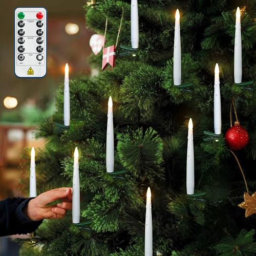 Yunsheng 12Pcs Christmas Tree Flameless Candles with Clips & Remote Timer
