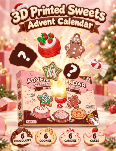 3D Printed Dessert Advent Calendar 2026 – 24 Day Fidget Clicker Toys for Stress Relief