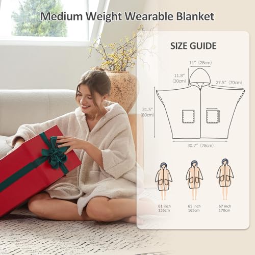 Wearable Blanket Hoodie for Adults, Oversized Soft Warm Fleece Cloak