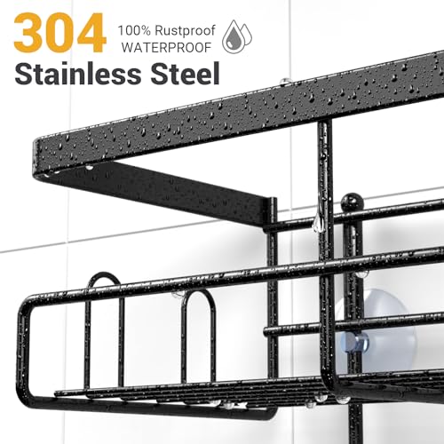 Hanging Shower Caddy Over Showerhead - Rustproof No Drill 2-Tier Organizer