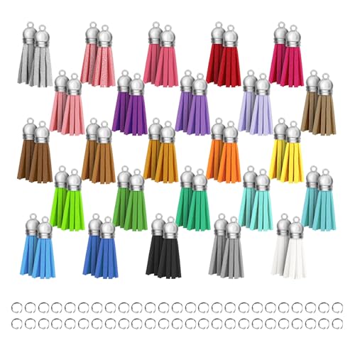 Leather Tassel Charms for Keychain Making - 50 Piece DIY Craft Set