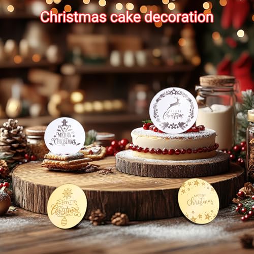 Xmas Silver Gold Mixed Cupcake Toppers 24Pcs for Christmas Party Decoration - Wolpark