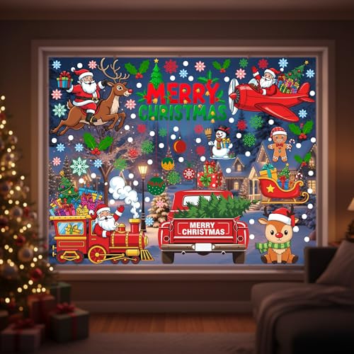 Christmas Window Clings Stickers - 350 Pcs Holiday Decals for Indoor & Outdoor