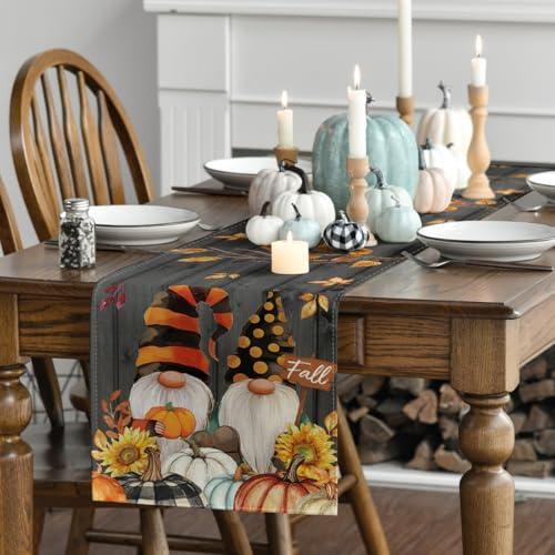 Artoid Mode 13 x 72 Inch Fall Table Runner Black Polyester Home Decor