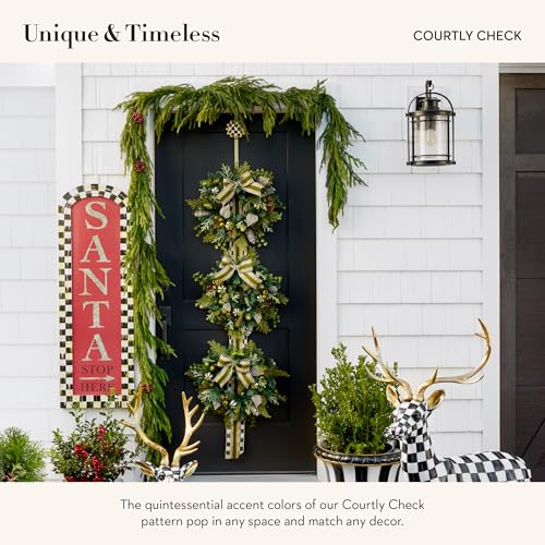 Black and White Checkered Over the Door Wreath Hanger - 13x12 Inch