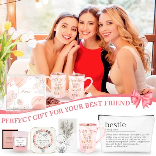8pcs Best Friend Gift Set for Women - Mug, Keychain, Candle, Bracelet, Personalized Friendship Gifts