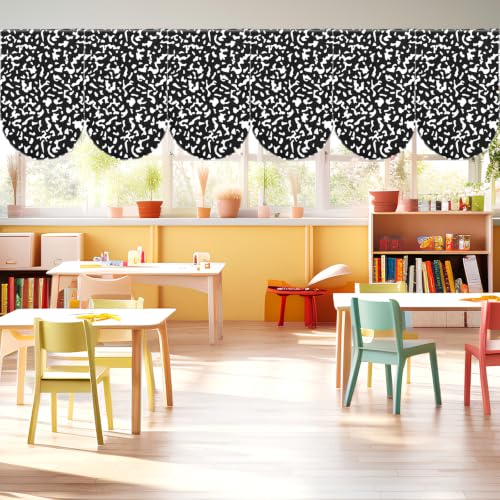 6 Pack Composition Classroom Curtains - 24 x 35 Inch Window Valance Drapes