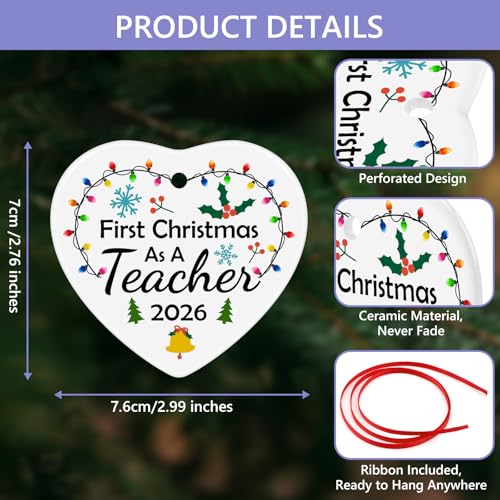 Teacher Christmas Ornament - First Year Appreciation Gift for Educators