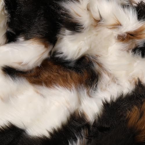 Halloscume 48 Inch Faux Fur Christmas Tree Skirt – Thick Western Cow Print, Open Design