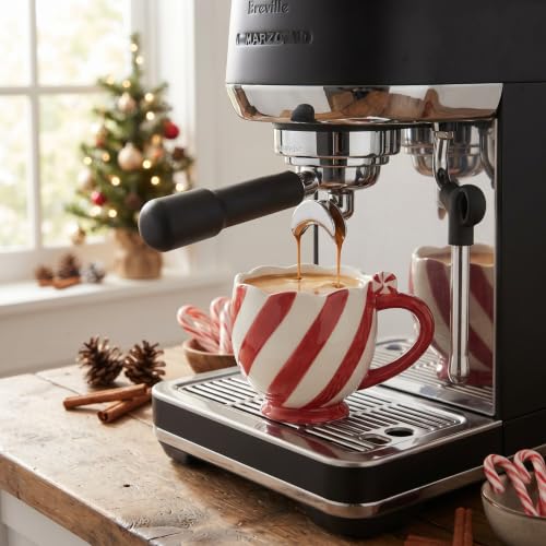 Willinglong Christmas Ceramic Mug, 13.5 oz Candy Cane Striped Christmas Mug (Variation: Christmas mug)