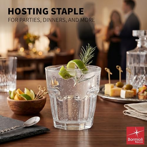 Stackable Rocks Glasses Set - 9.25 Oz Tempered Glass for Cocktails