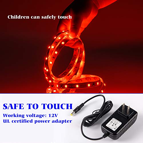 20ft Red LED Strip Light Kit, Dimmable Flexible 12V Indoor Lighting