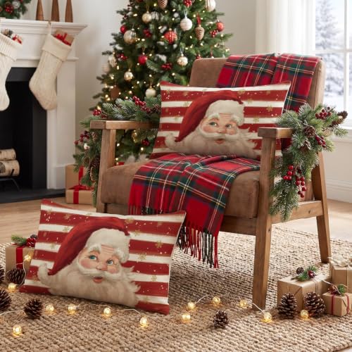 AVOIN ColorLife Christmas Red Santa 12x20 Inch Pillow Covers (Set of 2) Red / 20" x 12"