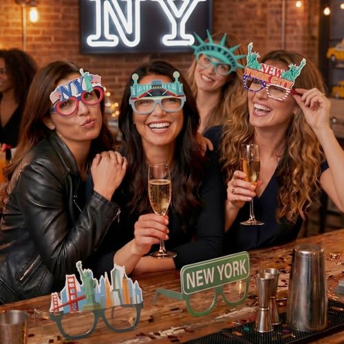 36 Pcs New York City Theme Party Paper Eyeglasses Photo Booth Props