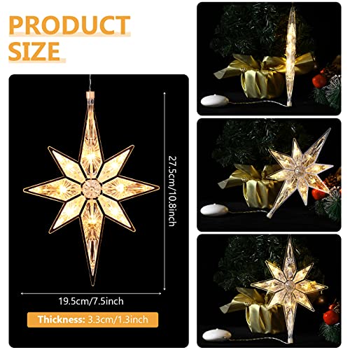 Christmas Window Star Lights - Bethlehem Style Hanging LED Silhouette Decoration - Warm White, 2 Pieces