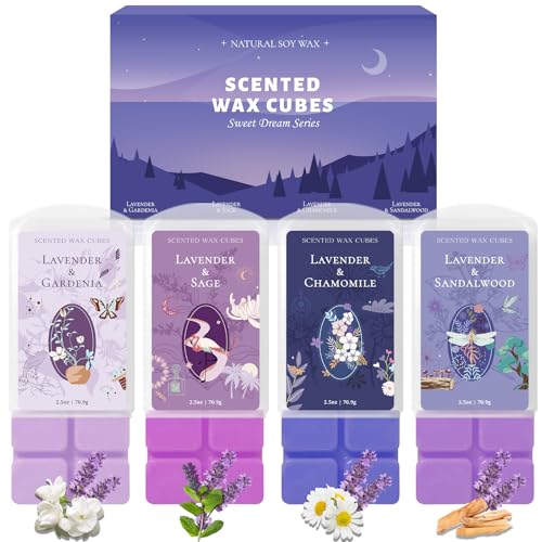 Lavender Scented Soy Wax Melts for Sleep, Long-Lasting Fragrance 4-Pack