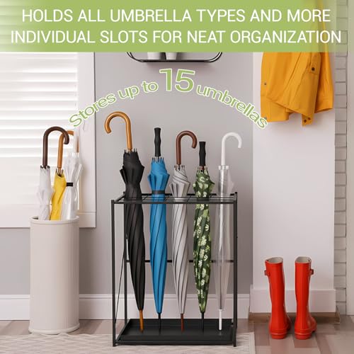 Foldable Metal Umbrella Stand with Drip Tray - Space-Saving Entryway Organizer