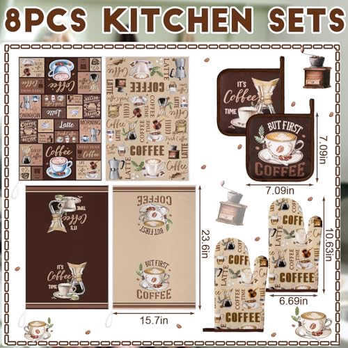 8-Piece Farmhouse Kitchen Linen Set: Absorbent Towels, Oven Mitts, Pot Holders