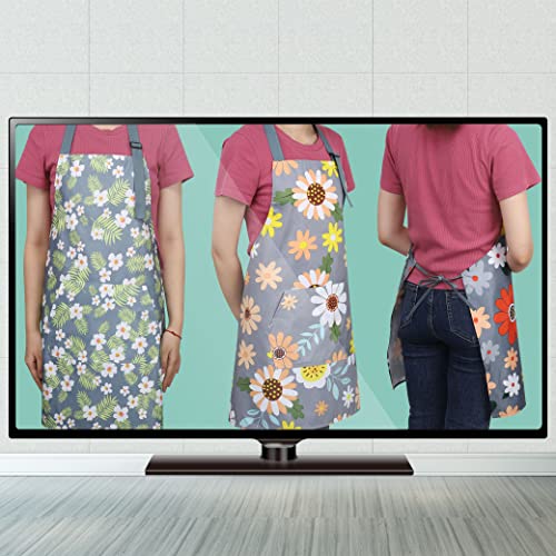 3-Pack Floral Waterproof Aprons with Pockets - Adjustable Kitchen Cooking Bib