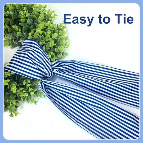 Blue and White Striped Wreath Sash for Front Door 59 x 5.1 Inch