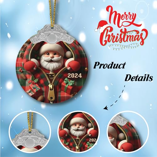 Funny Santa Ornament for Christmas Tree - White Elephant Gift Idea