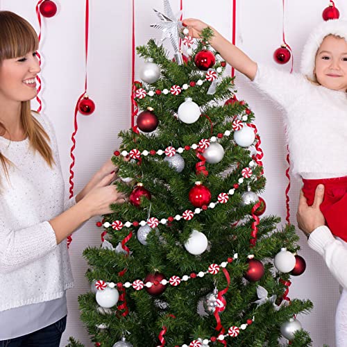 Berlune Candy Christmas Garland - 16ft Red & White Peppermint Decor - Candy Variation