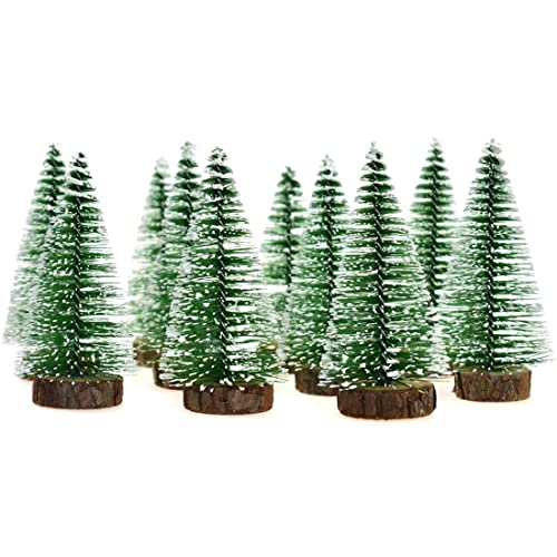 Mini Snow Frost Trees - 10pcs 100mm Mini Christmas Tree Decor for Holiday & Craft