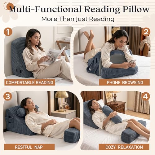 Adjustable Backrest Pillow with Cup Holder & Phone Pocket