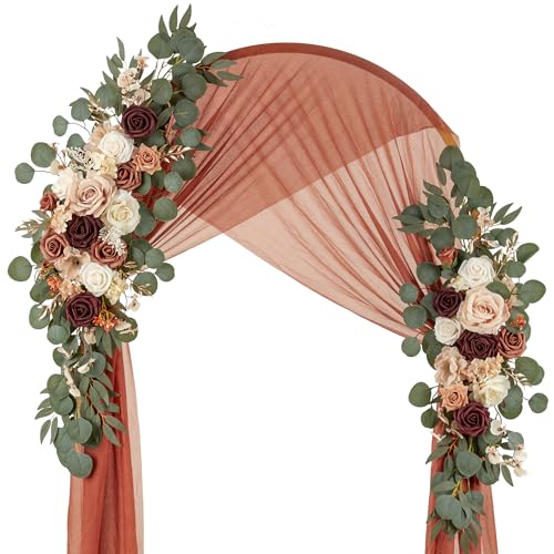 Artificial Wedding Arch Flower Swag Set, Terracotta & Champagne Floral Decor